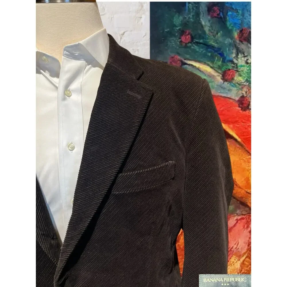 Banana Republic Mens 44S Brown Corduroy Cotton Blazer Sport Jacket 3/2 Roll